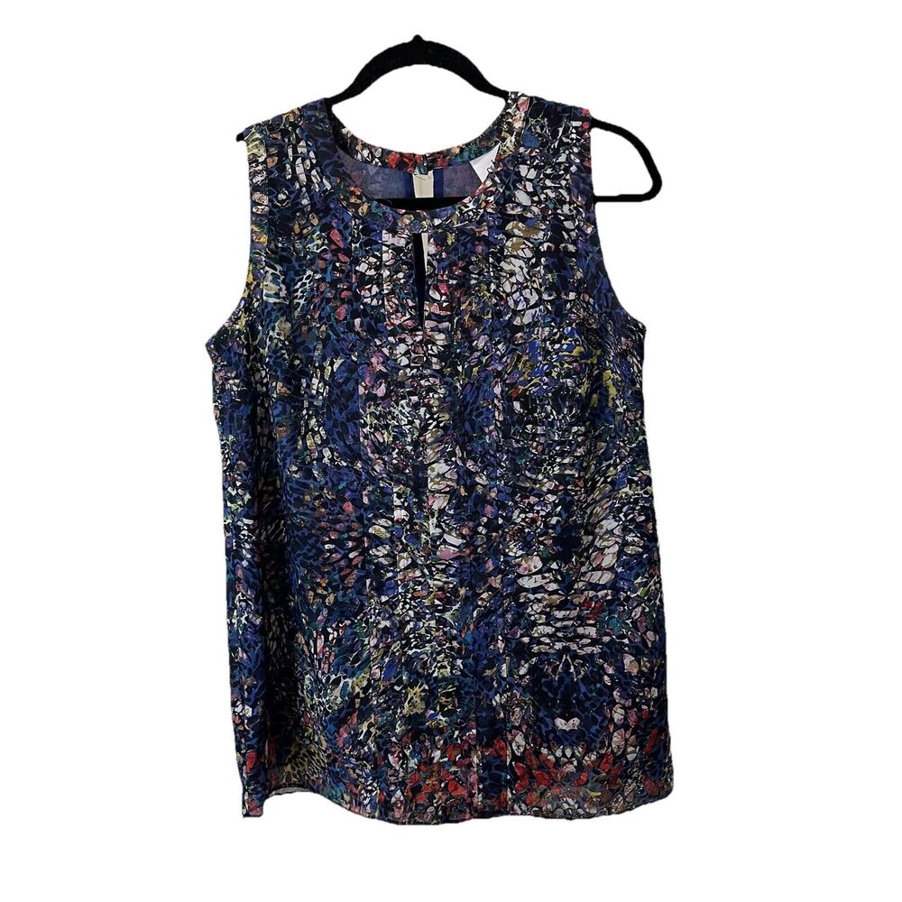 CAbi #3093 Stained Glass Keyhole Sleeveless Blouse Top Womens Size S Multicolor